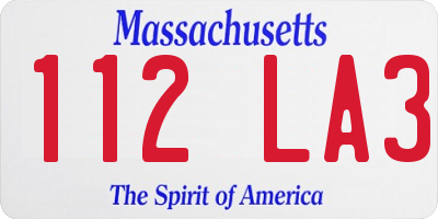 MA license plate 112LA3