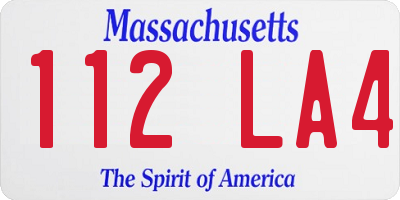 MA license plate 112LA4