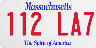 MA license plate 112LA7