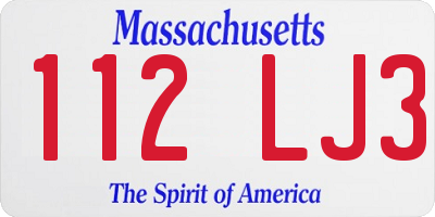 MA license plate 112LJ3