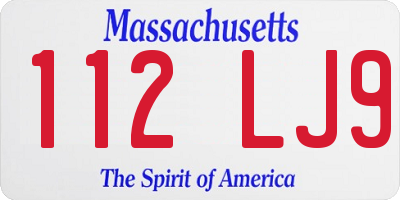 MA license plate 112LJ9