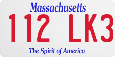 MA license plate 112LK3