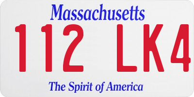 MA license plate 112LK4
