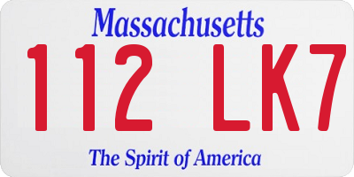 MA license plate 112LK7