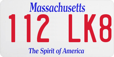 MA license plate 112LK8