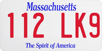 MA license plate 112LK9