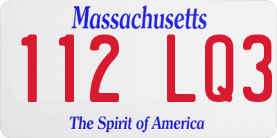 MA license plate 112LQ3