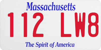MA license plate 112LW8