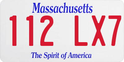 MA license plate 112LX7
