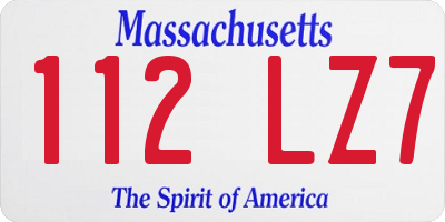 MA license plate 112LZ7