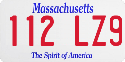 MA license plate 112LZ9