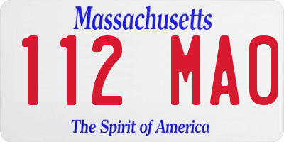 MA license plate 112MA0