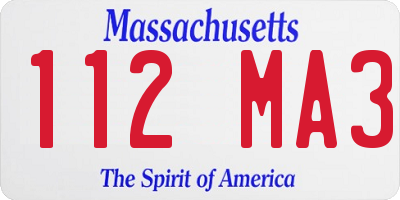 MA license plate 112MA3