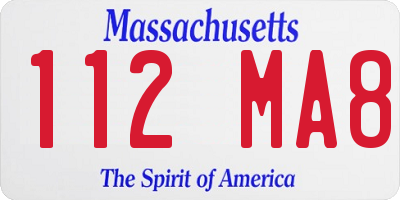 MA license plate 112MA8