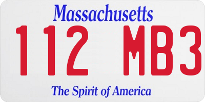 MA license plate 112MB3