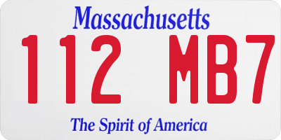 MA license plate 112MB7