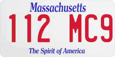 MA license plate 112MC9