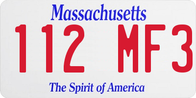 MA license plate 112MF3