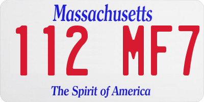 MA license plate 112MF7
