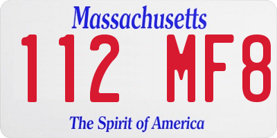 MA license plate 112MF8