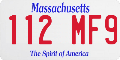 MA license plate 112MF9