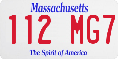 MA license plate 112MG7