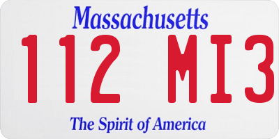 MA license plate 112MI3
