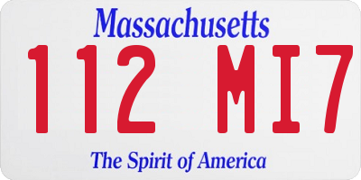 MA license plate 112MI7