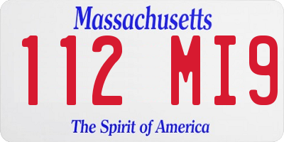 MA license plate 112MI9