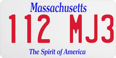 MA license plate 112MJ3