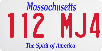MA license plate 112MJ4