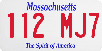 MA license plate 112MJ7