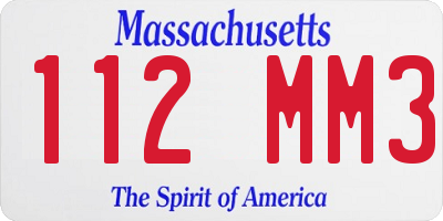 MA license plate 112MM3