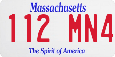 MA license plate 112MN4