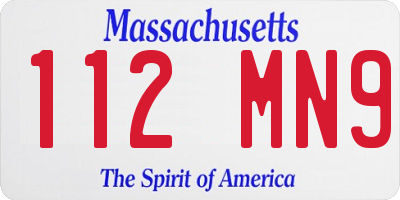MA license plate 112MN9