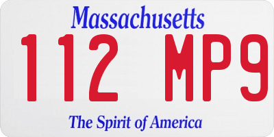 MA license plate 112MP9