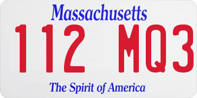 MA license plate 112MQ3