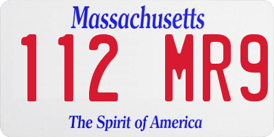 MA license plate 112MR9
