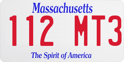 MA license plate 112MT3