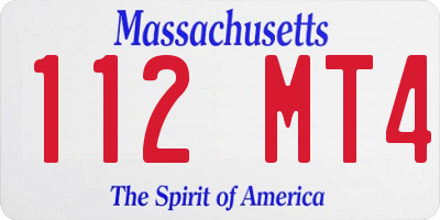 MA license plate 112MT4