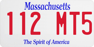 MA license plate 112MT5