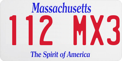 MA license plate 112MX3