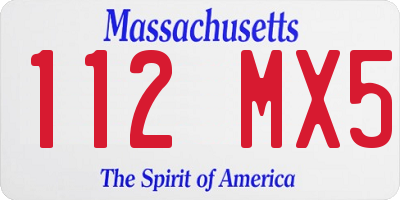 MA license plate 112MX5