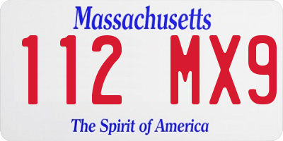 MA license plate 112MX9