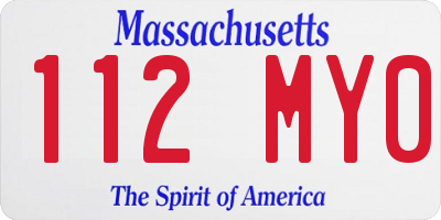 MA license plate 112MY0
