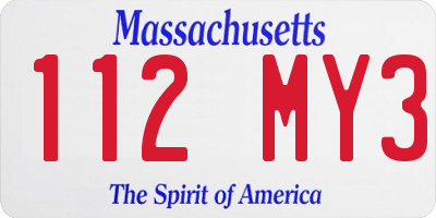 MA license plate 112MY3