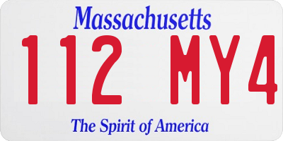 MA license plate 112MY4
