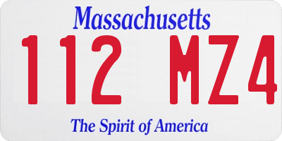 MA license plate 112MZ4