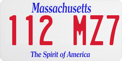 MA license plate 112MZ7