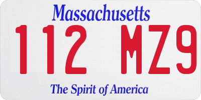 MA license plate 112MZ9